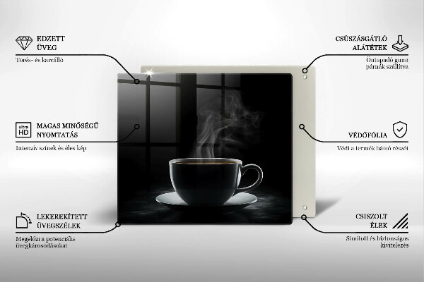 Steklena podloga za rezanje Vroča skodelica kave