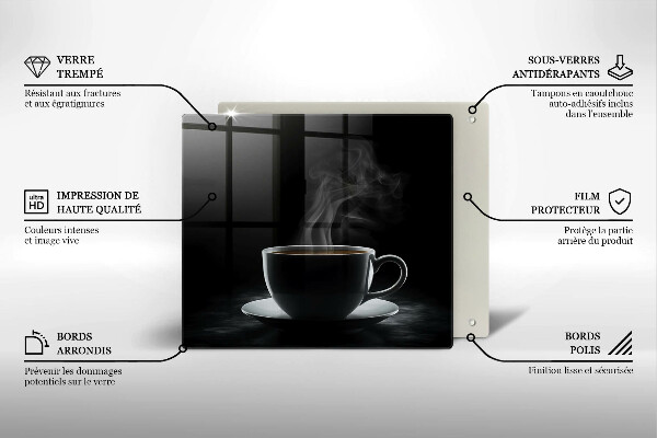 Steklena podloga za rezanje Vroča skodelica kave