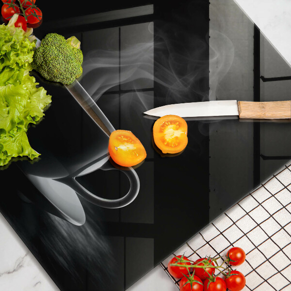 Steklena podloga za rezanje Vroča skodelica kave