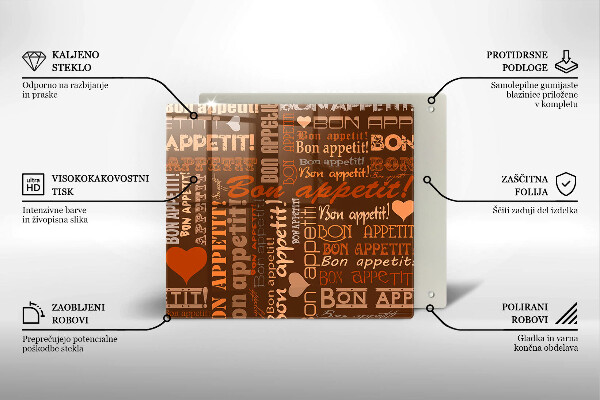 Steklena podloga za rezanje Bon appetit podnapisi