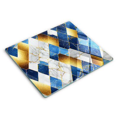 Steklena podloga za rezanje Zlati marmorni rombi