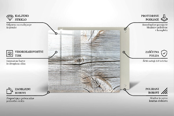 Steklena podloga za rezanje Svetla lesena struktura