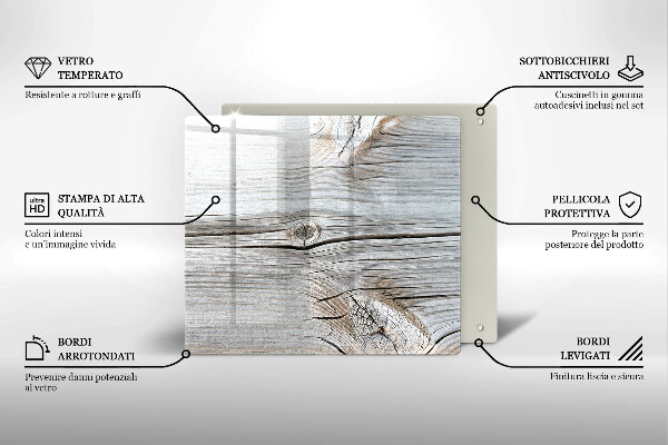 Steklena podloga za rezanje Svetla lesena struktura