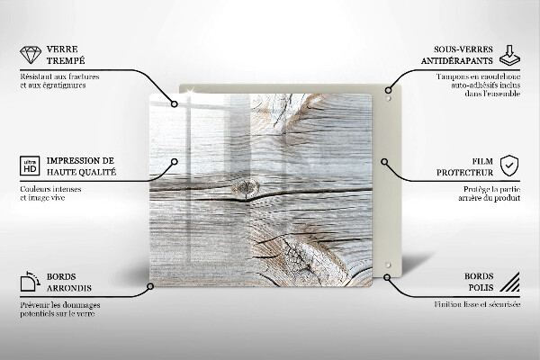 Steklena podloga za rezanje Svetla lesena struktura