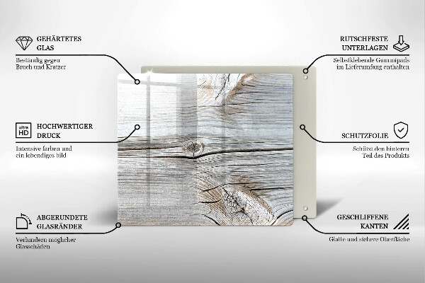 Steklena podloga za rezanje Svetla lesena struktura