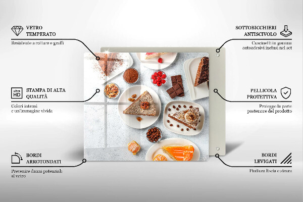 Steklena podloga za rezanje Sladkost torte