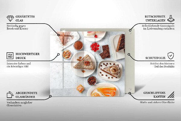 Steklena podloga za rezanje Sladkost torte