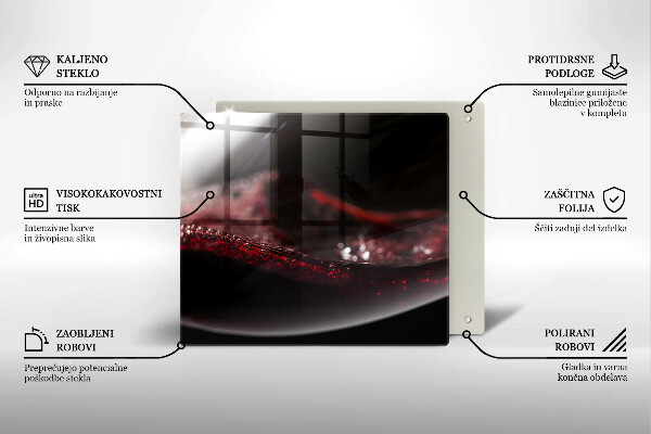 Steklena podloga za rezanje Rdeče vino v kozarcu