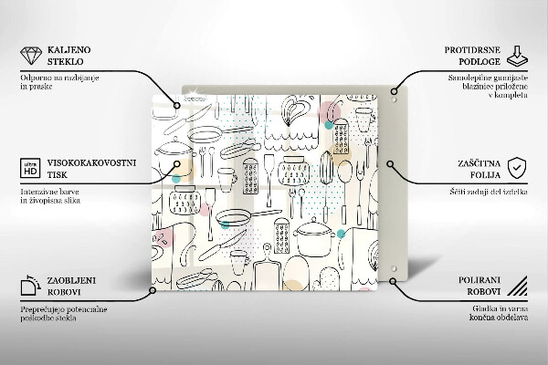 Steklena podloga za rezanje Kuhinjski dodatki