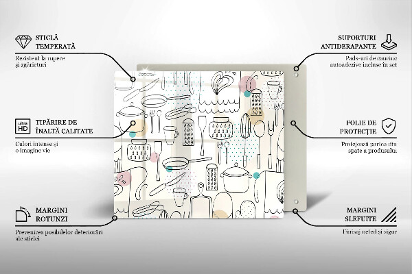 Steklena podloga za rezanje Kuhinjski dodatki