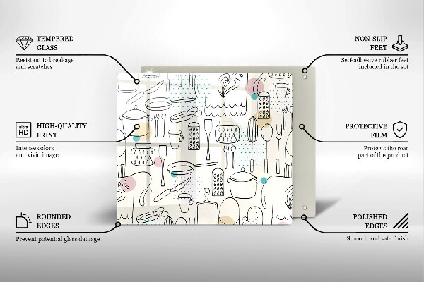 Steklena podloga za rezanje Kuhinjski dodatki