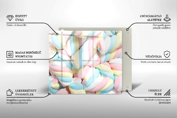 Steklena podloga za rezanje Pisani marshmallows