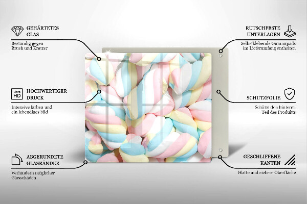 Steklena podloga za rezanje Pisani marshmallows