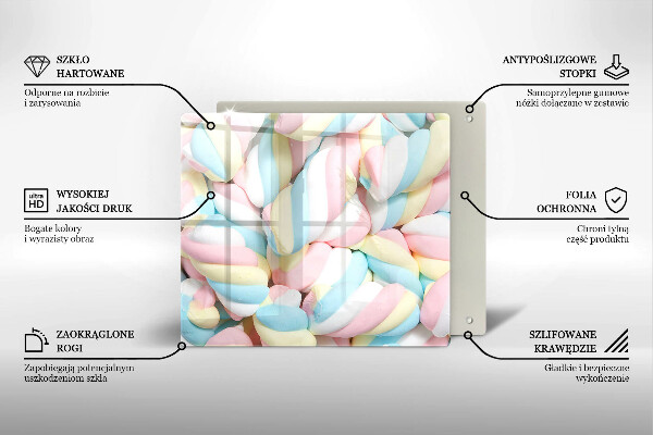 Steklena podloga za rezanje Pisani marshmallows