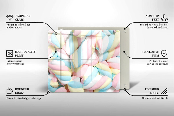 Steklena podloga za rezanje Pisani marshmallows