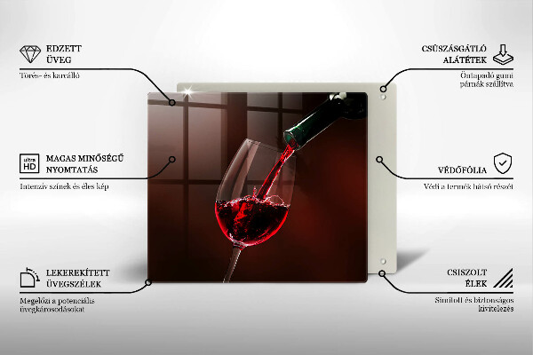 Steklena podloga za rezanje Kozarec vina