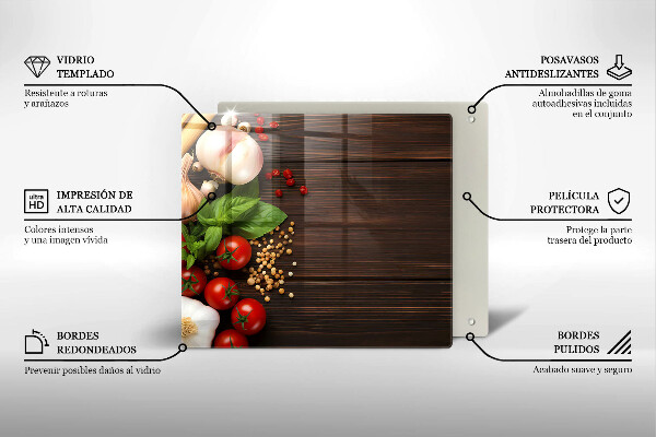 Steklena podloga za rezanje Zelenjava na mizi