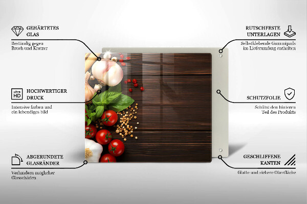 Steklena podloga za rezanje Zelenjava na mizi