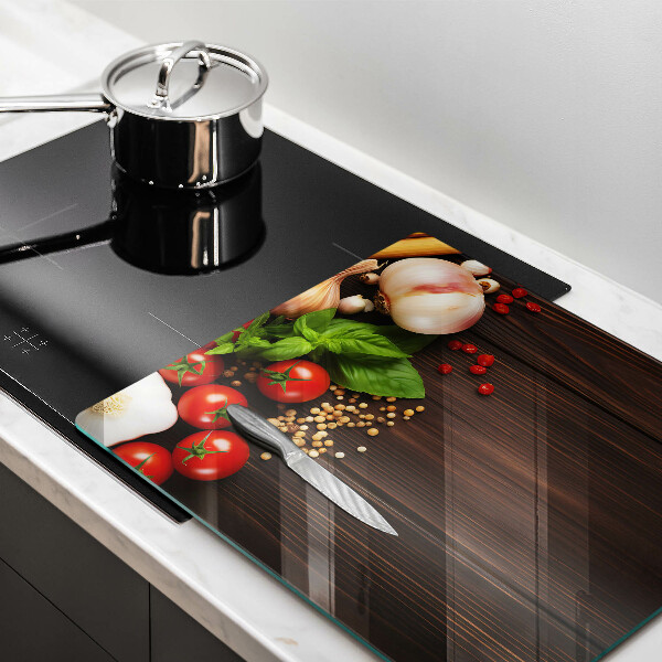 Steklena podloga za rezanje Zelenjava na mizi