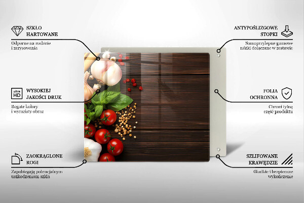 Steklena podloga za rezanje Zelenjava na mizi