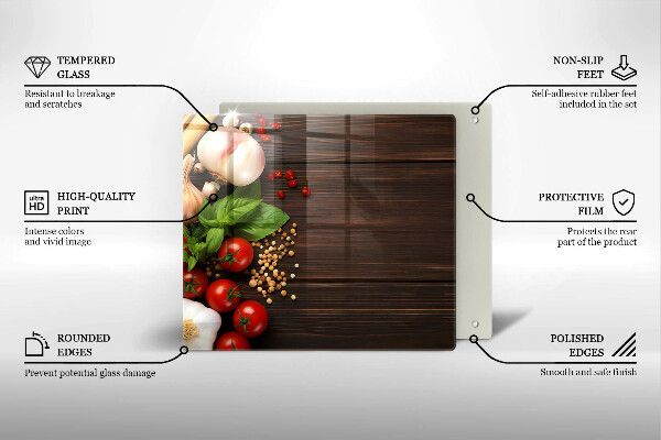 Steklena podloga za rezanje Zelenjava na mizi