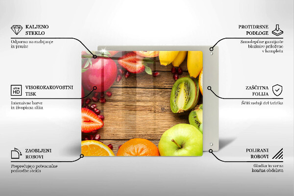 Steklena podloga za rezanje Sveže sadje