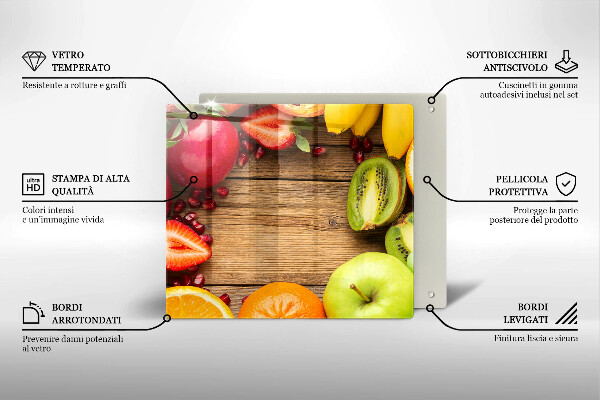 Steklena podloga za rezanje Sveže sadje
