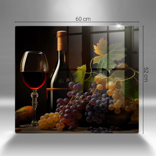 Steklena podloga za rezanje Kozarec vina in grozdje