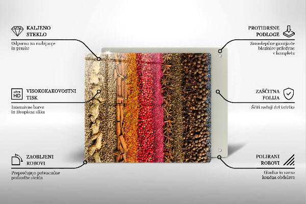 Steklena podloga za rezanje Pisane začimbe