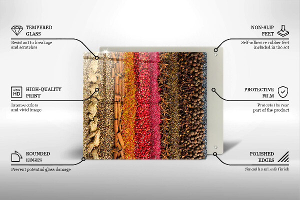 Steklena podloga za rezanje Pisane začimbe
