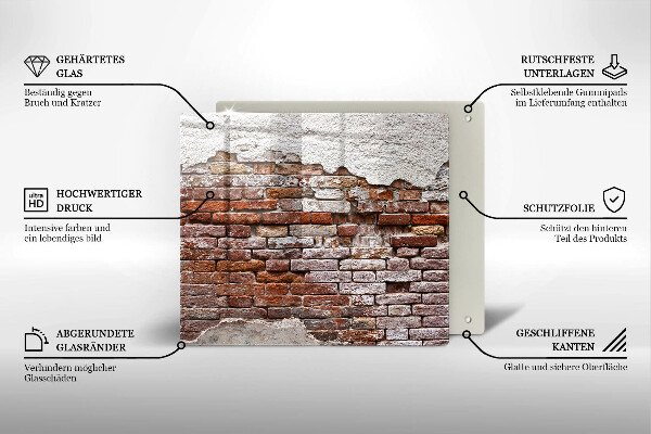 Steklena podloga za rezanje Stara opečna in betonska stena