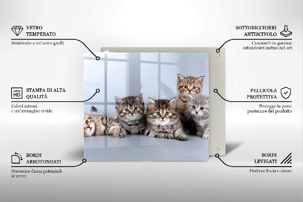 Steklena podloga za rezanje Sladki mali mucki