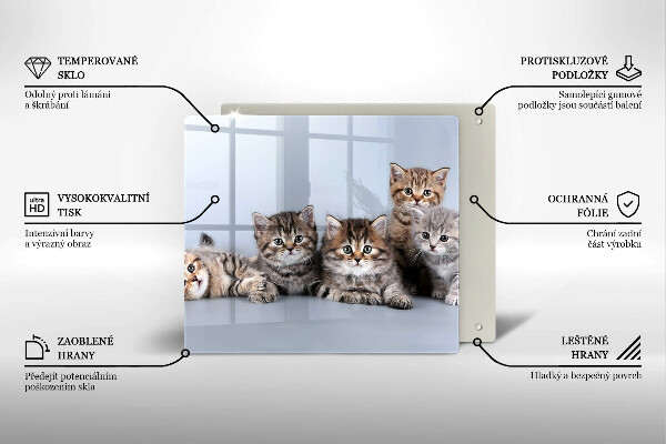 Steklena podloga za rezanje Sladki mali mucki