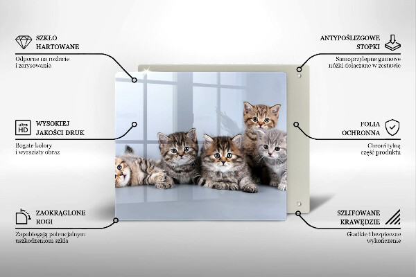 Steklena podloga za rezanje Sladki mali mucki