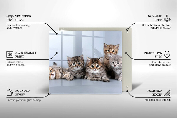 Steklena podloga za rezanje Sladki mali mucki