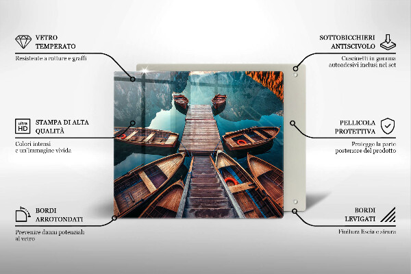Steklena podloga za rezanje Čolni na jezeru