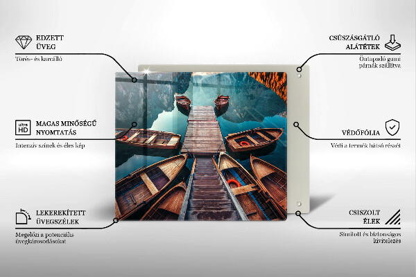 Steklena podloga za rezanje Čolni na jezeru
