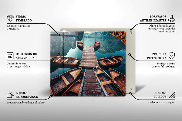 Steklena podloga za rezanje Čolni na jezeru