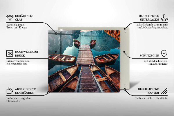 Steklena podloga za rezanje Čolni na jezeru
