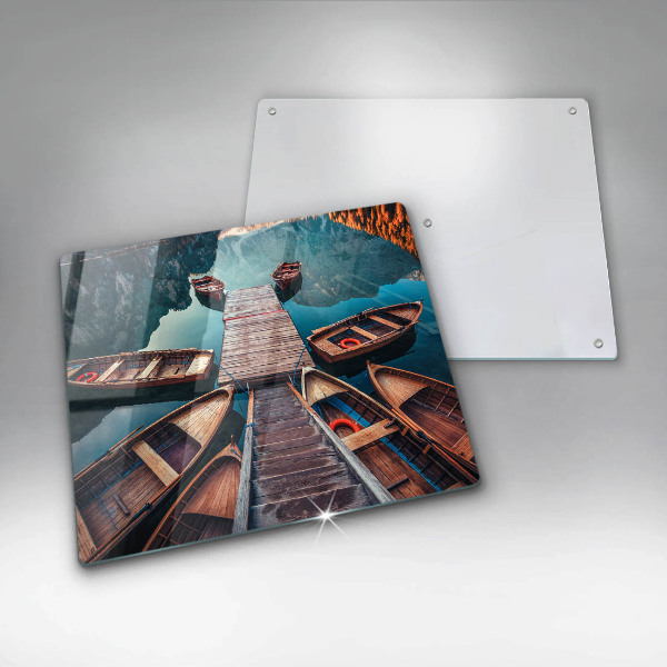 Steklena podloga za rezanje Čolni na jezeru