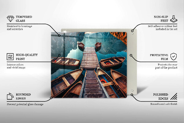 Steklena podloga za rezanje Čolni na jezeru