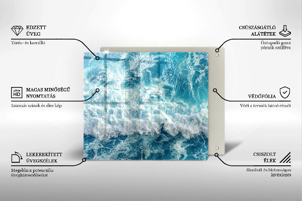 Steklena podloga za rezanje Valovi morske vode