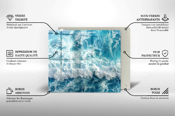 Steklena podloga za rezanje Valovi morske vode