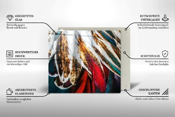 Steklena podloga za rezanje Boho ptičje perje