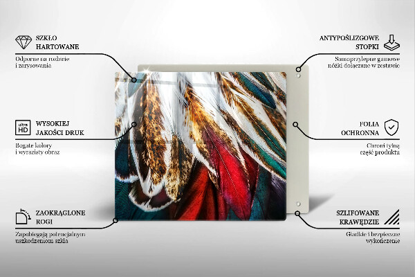 Steklena podloga za rezanje Boho ptičje perje