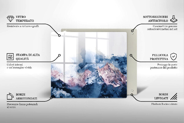 Steklena podloga za rezanje Abstraktno poslikane gore