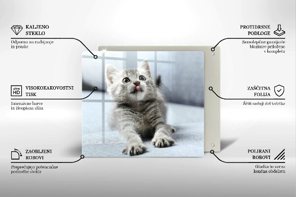 Steklena podloga za rezanje Majhna ljubka mucka