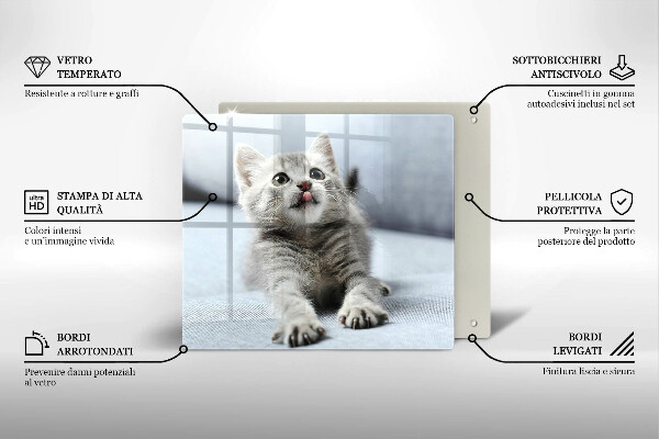 Steklena podloga za rezanje Majhna ljubka mucka