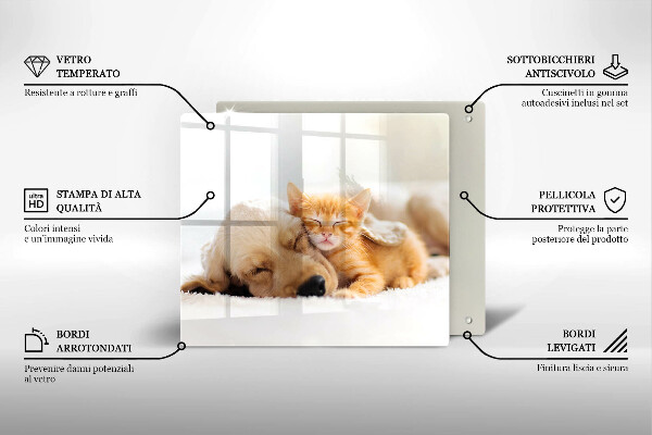 Steklena podloga za rezanje Živali pes in mačka