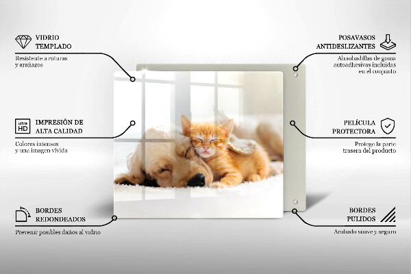 Steklena podloga za rezanje Živali pes in mačka